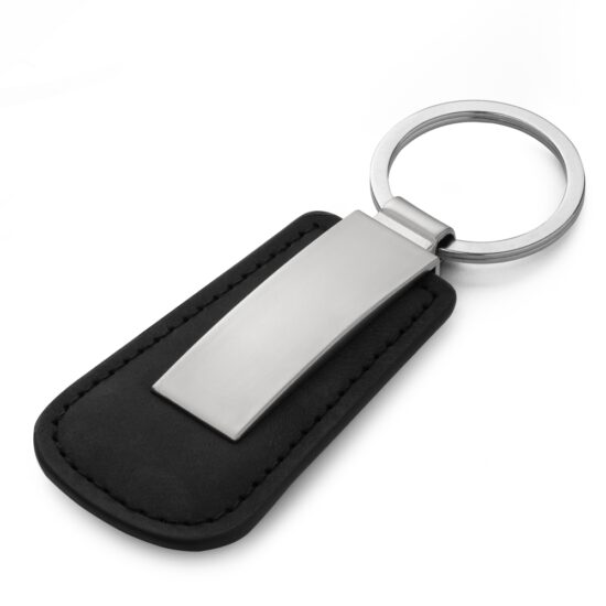 Chaveiro Metal Brilhante Couro Personalizado