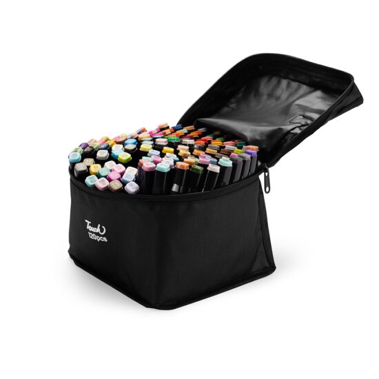 Kit Canetas Marcadoras Pontas Duplas com 120 Cores Personalizado