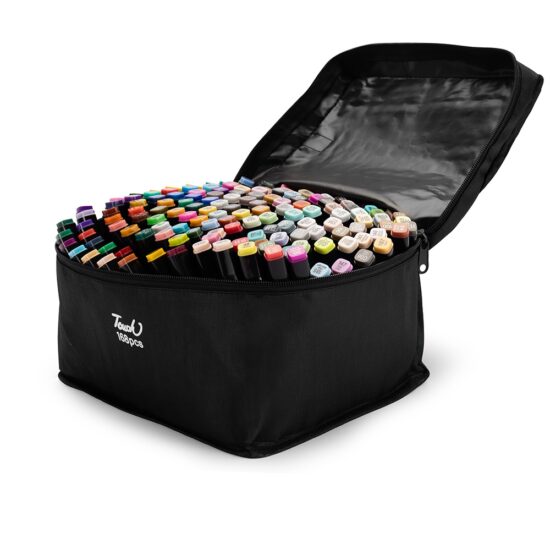 Kit Canetas Marcadoras Pontas Duplas com 168 Cores Personalizado