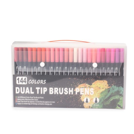 Kit Canetinhas Ponta Dupla 144 Cores Personalizado