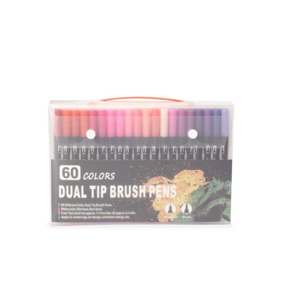 Kit Canetinhas Ponta Dupla 60 Cores Personalizado