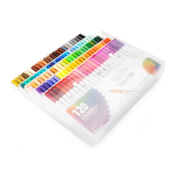 Kit Canetinhas Ponta Dupla Com 120 Cores Personalizado