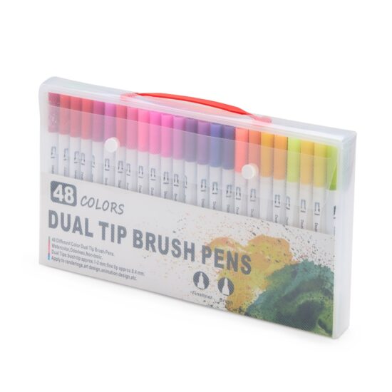 Kit Canetinhas Ponta Dupla Com 48 Cores Personalizado