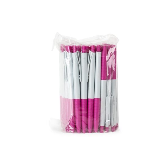 Pacote Caneta Plástica com 50pçs Personalizada